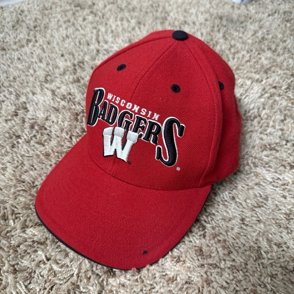 Vintage 90s Wisconsin Badgers Hat Twin Enterprises Red Strapback University Cap